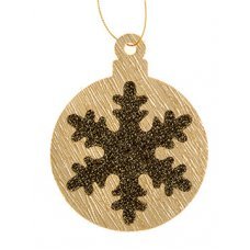 Χριστουγεννιάτικο Κρεμαστό Στολίδι, Χρυσό με Σχέδιο Χιονονιφάδα (10cm)